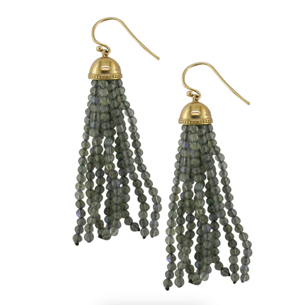 Labradorite Tassel Drop Earrings