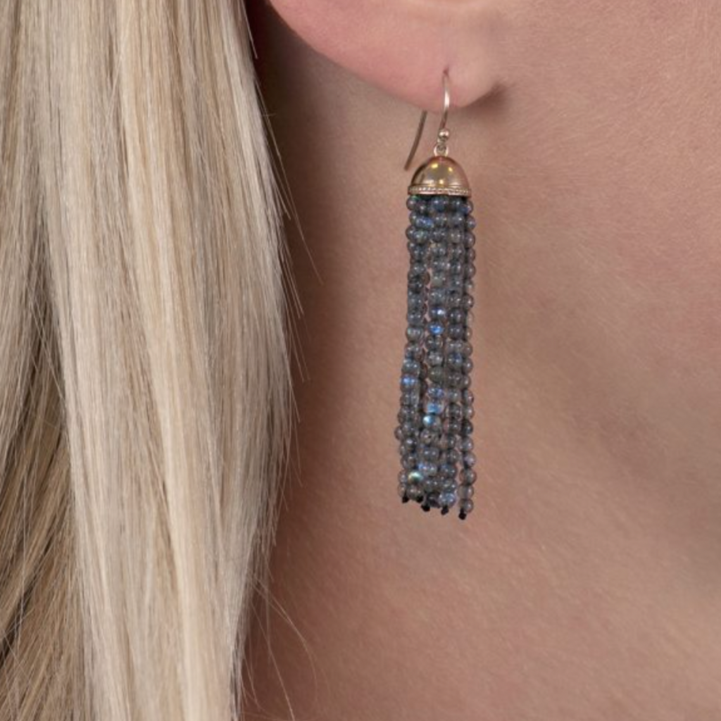 Labradorite Tassel Drop Earrings
