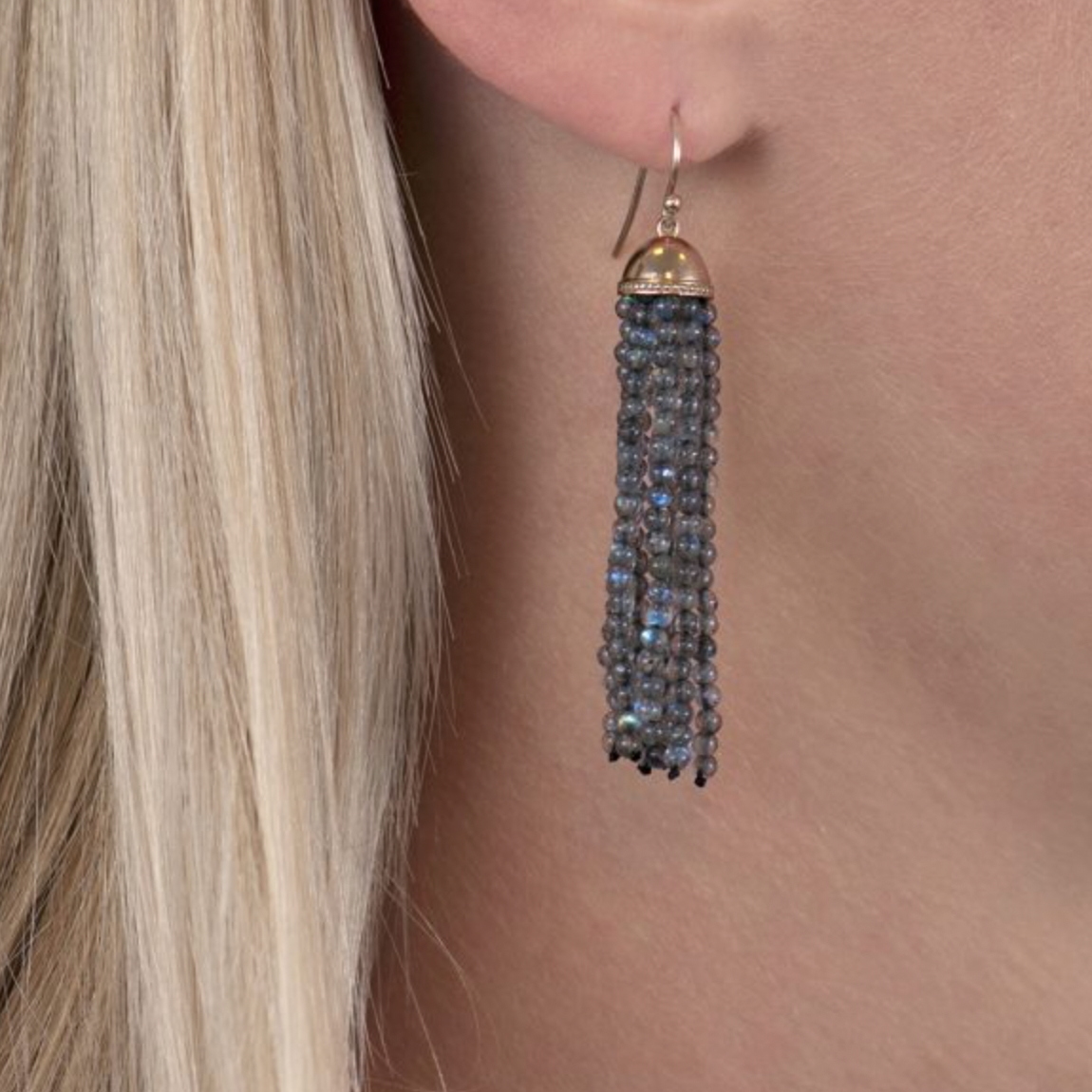 Labradorite Tassel Drop Earrings