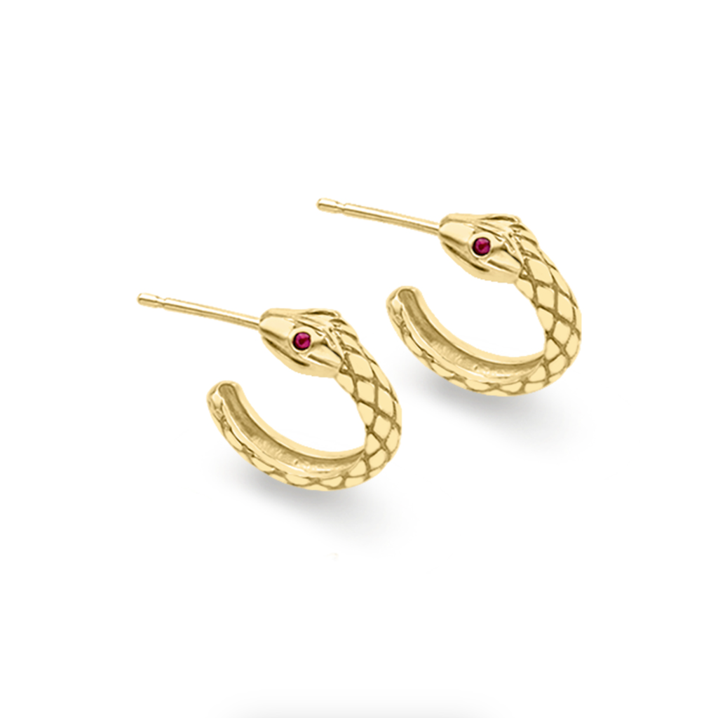 Ruby Snake Hoop Earrings